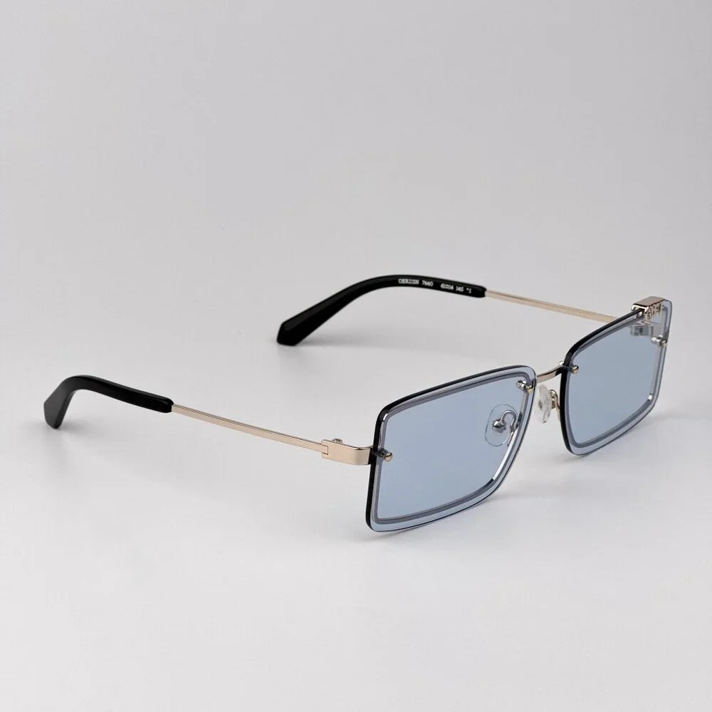 Off-White TAMPA Men Sunglasses Gold Blue Rectangular Frame | Model OERI13N 7640